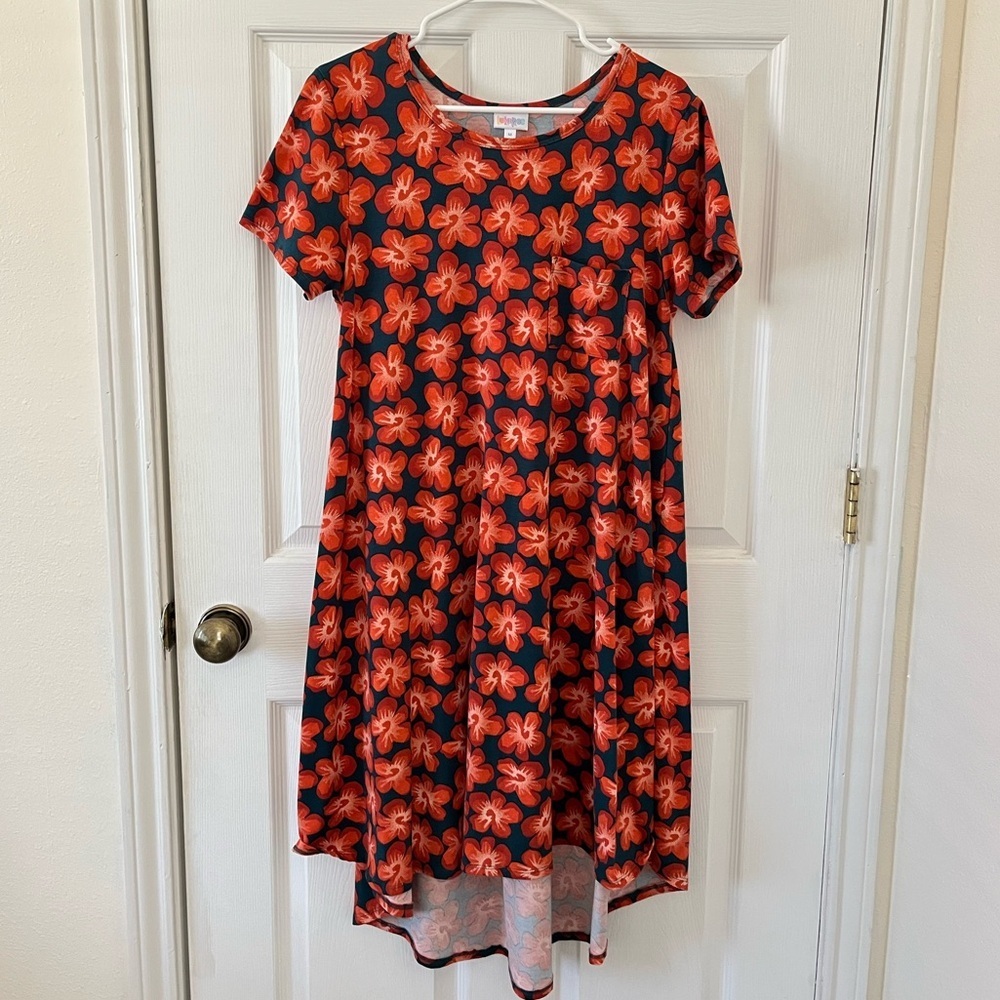 LuLaRoe Dress with Red Floral Pattern